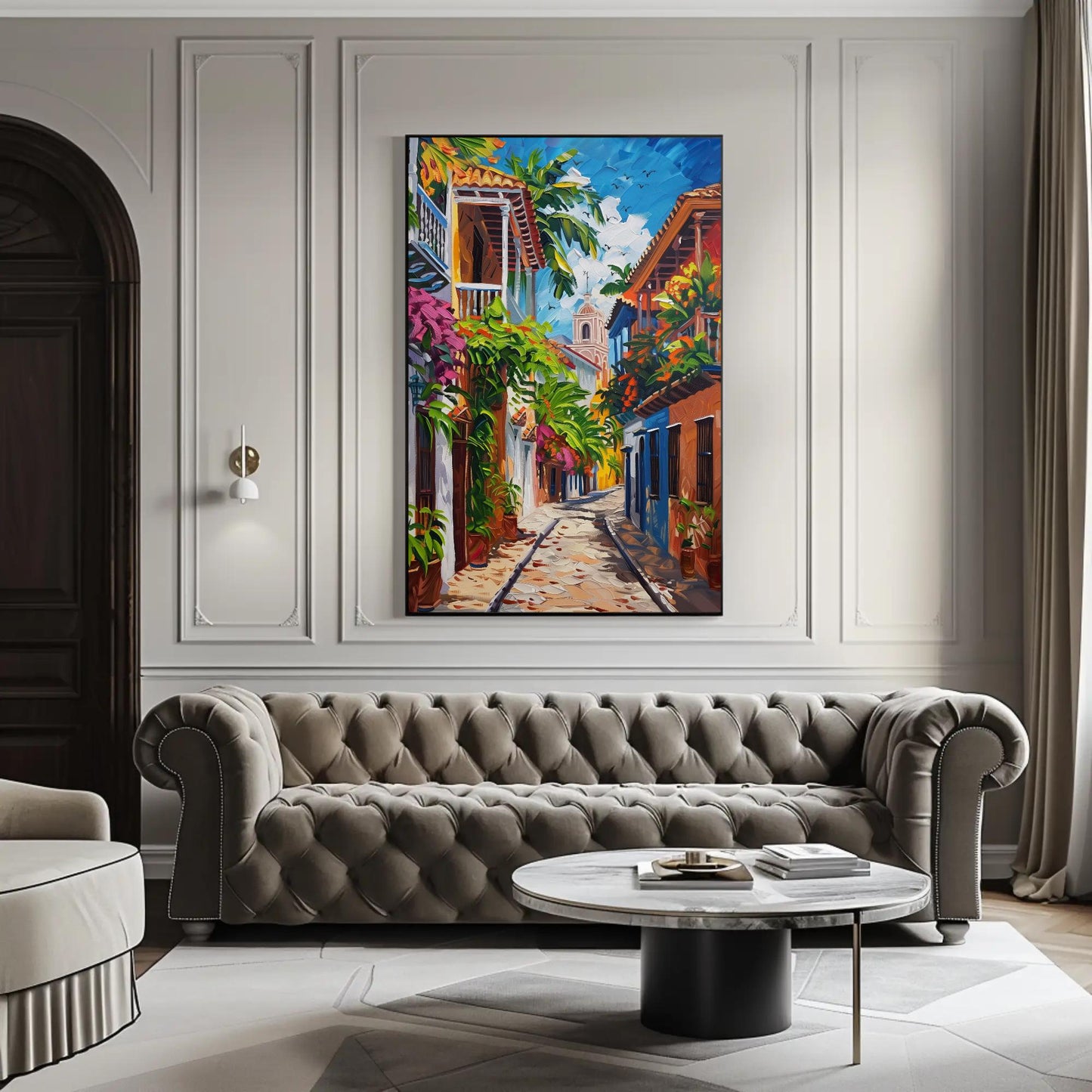 Cartagena Street Canvas | Vibrant Colombian Wall Art - Ready to Hang Gallery Wrap - Antarmada