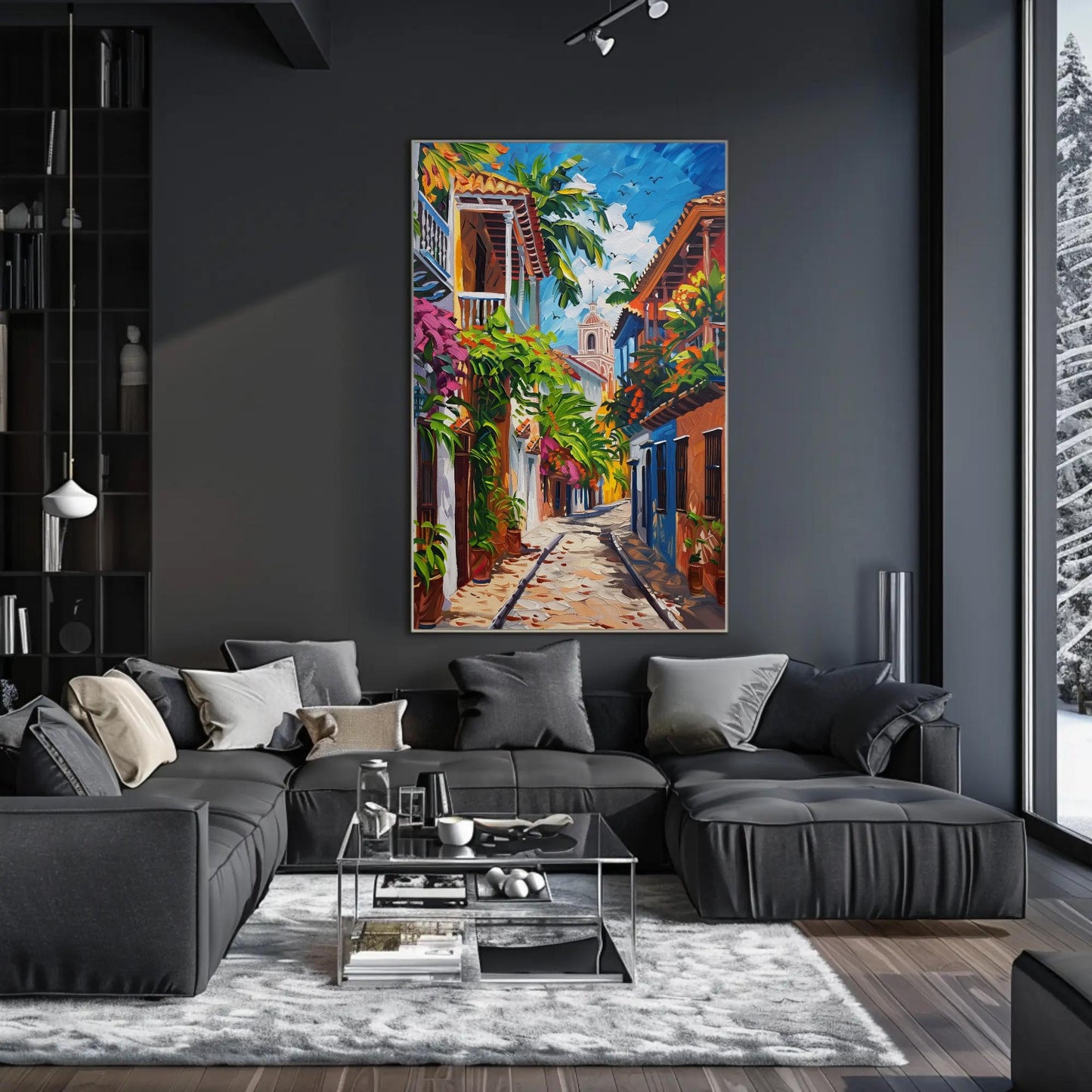 Cartagena Street Canvas | Vibrant Colombian Wall Art - Ready to Hang Gallery Wrap - Antarmada