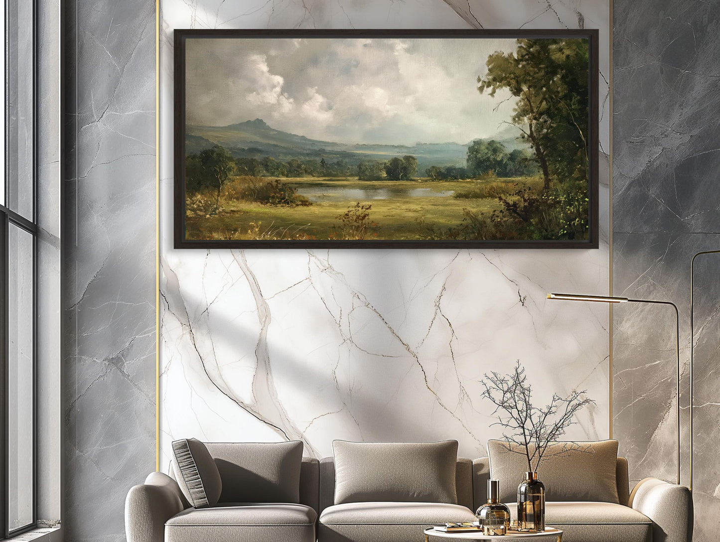 Countryside Landscape , Rustic Vintage canvas wall art, statement décor
