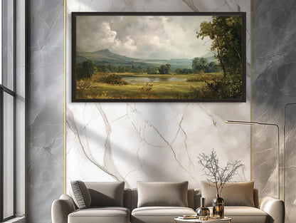 Countryside Landscape , Rustic Vintage canvas wall art, statement décor