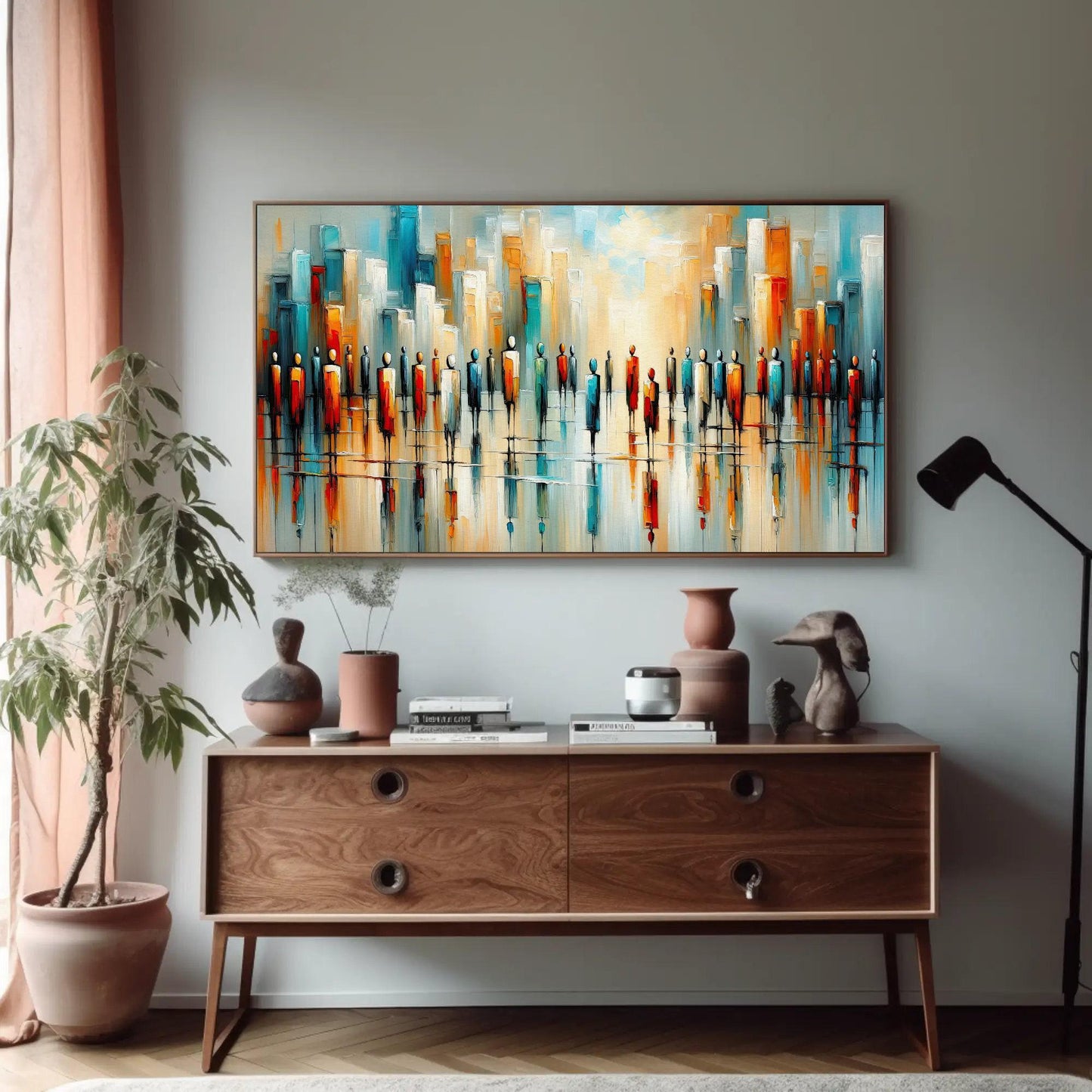 African American canvas wall art shown in a styled room