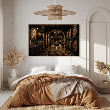 Bourbon Whiskey Wall Art - Horizontal Canvas, Sepia Barrel Prints