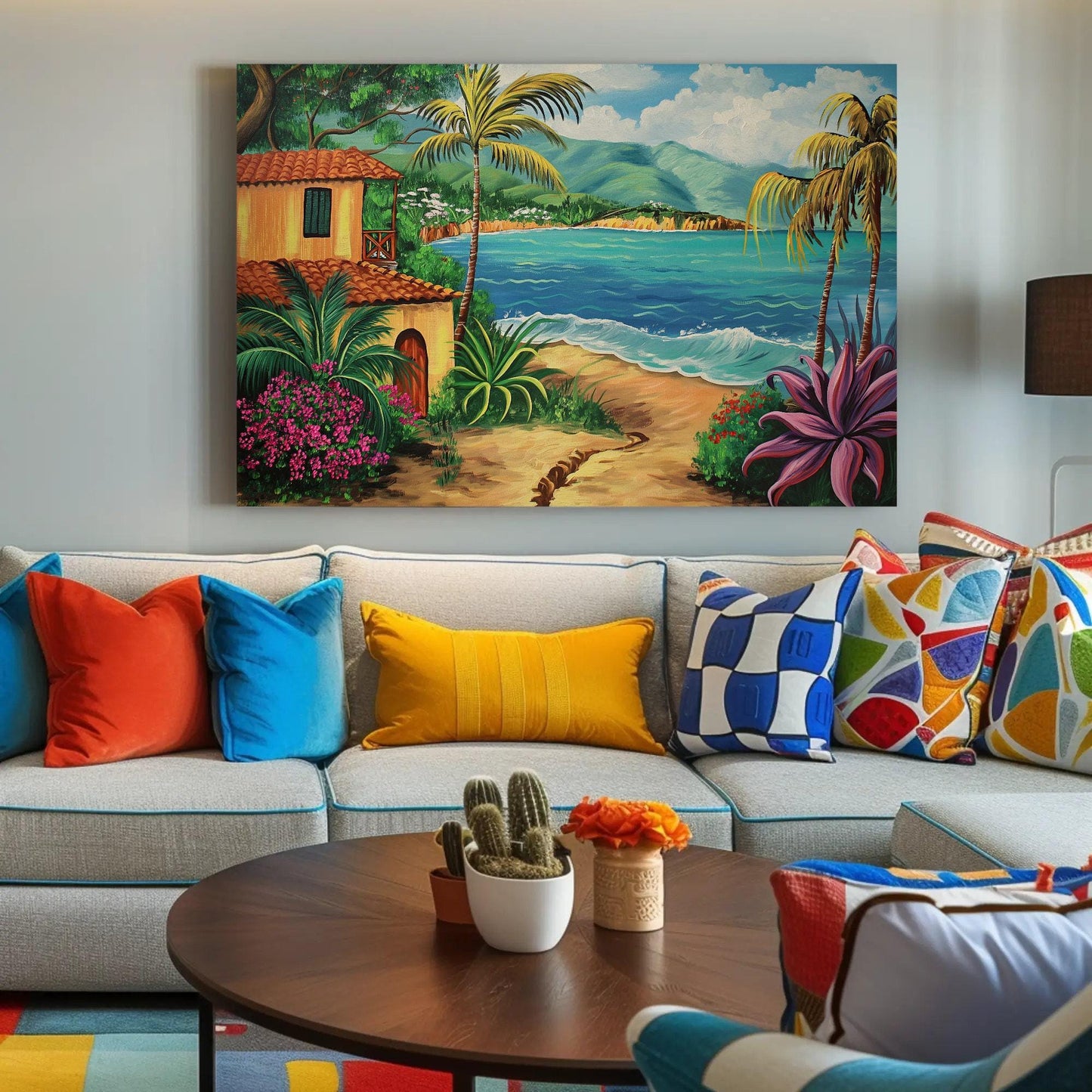 Puerto Rico canvas wall art shown in a living room (view 2)
