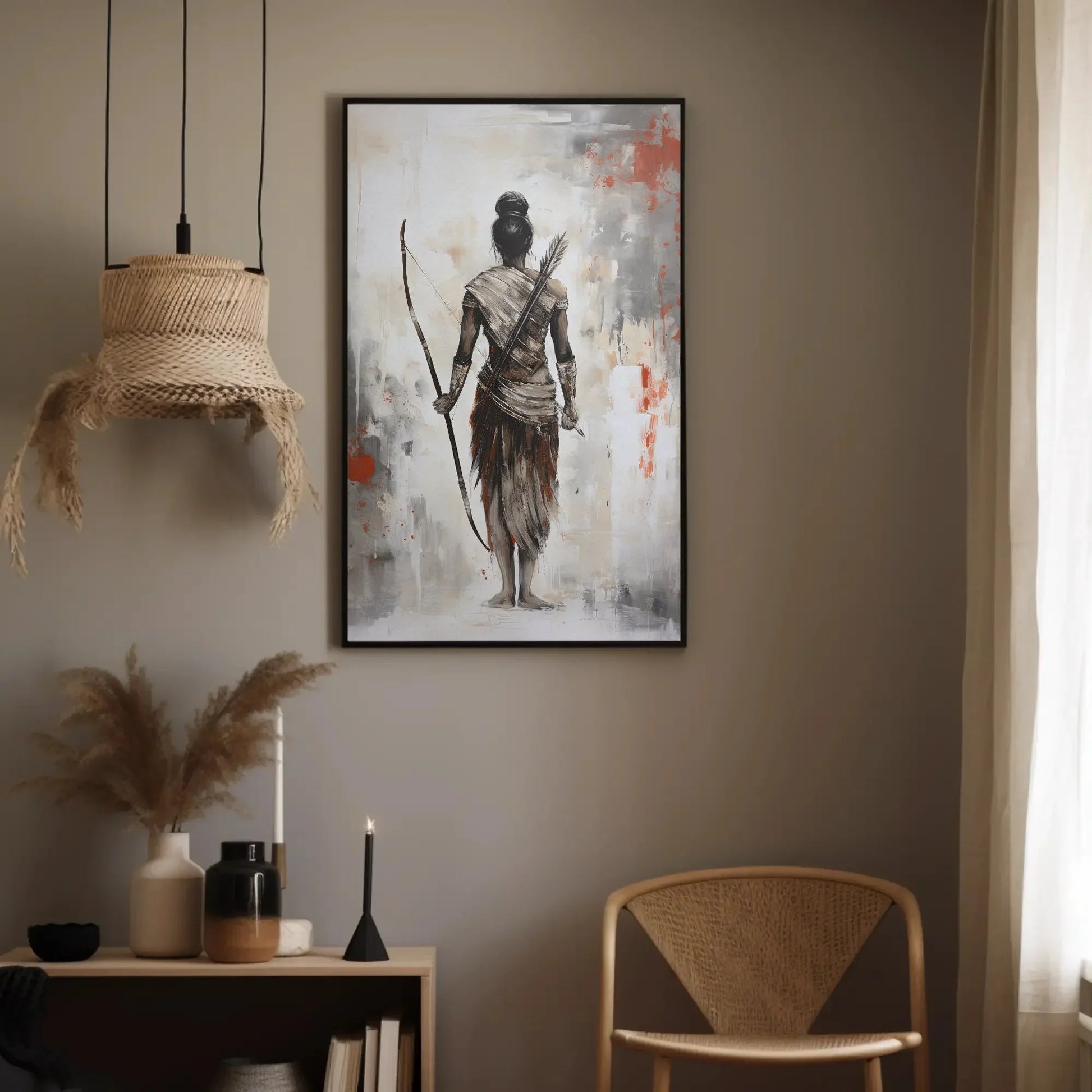 Lord Ram Abstract Canvas Painting, Lord Ram Poster Print, Hindu God Wall Art, Indian Home Decor, Religious Artwork, Indian Painting Wall Art – Canvas Print