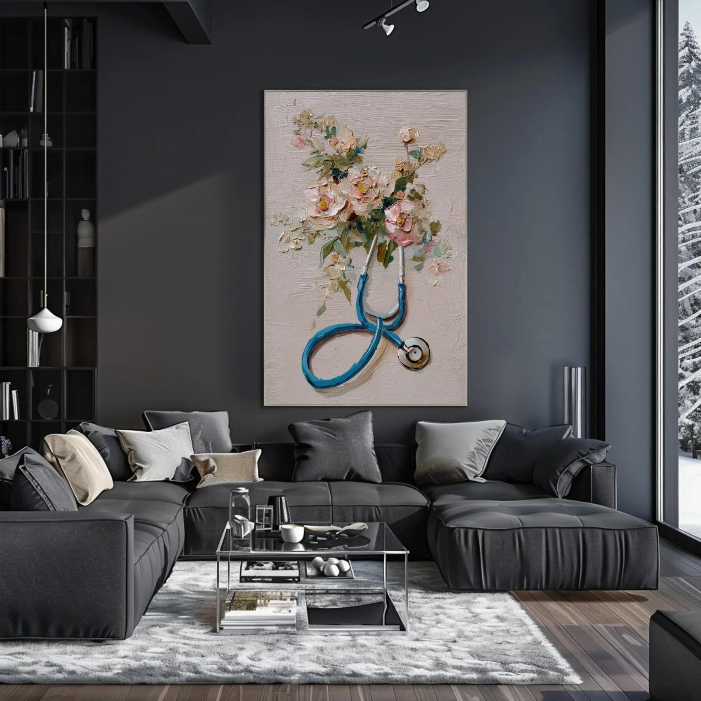 Doctor canvas wall art shown in a living room (view 4)