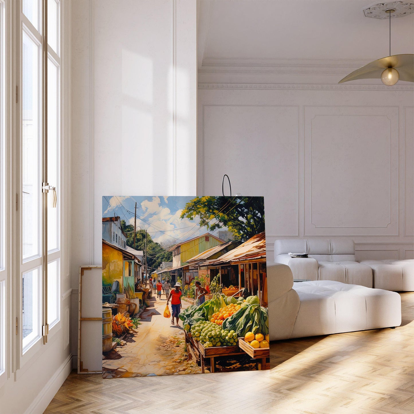 African Vegetable Market , Black Market Scene Art canvas wall art, statement décor