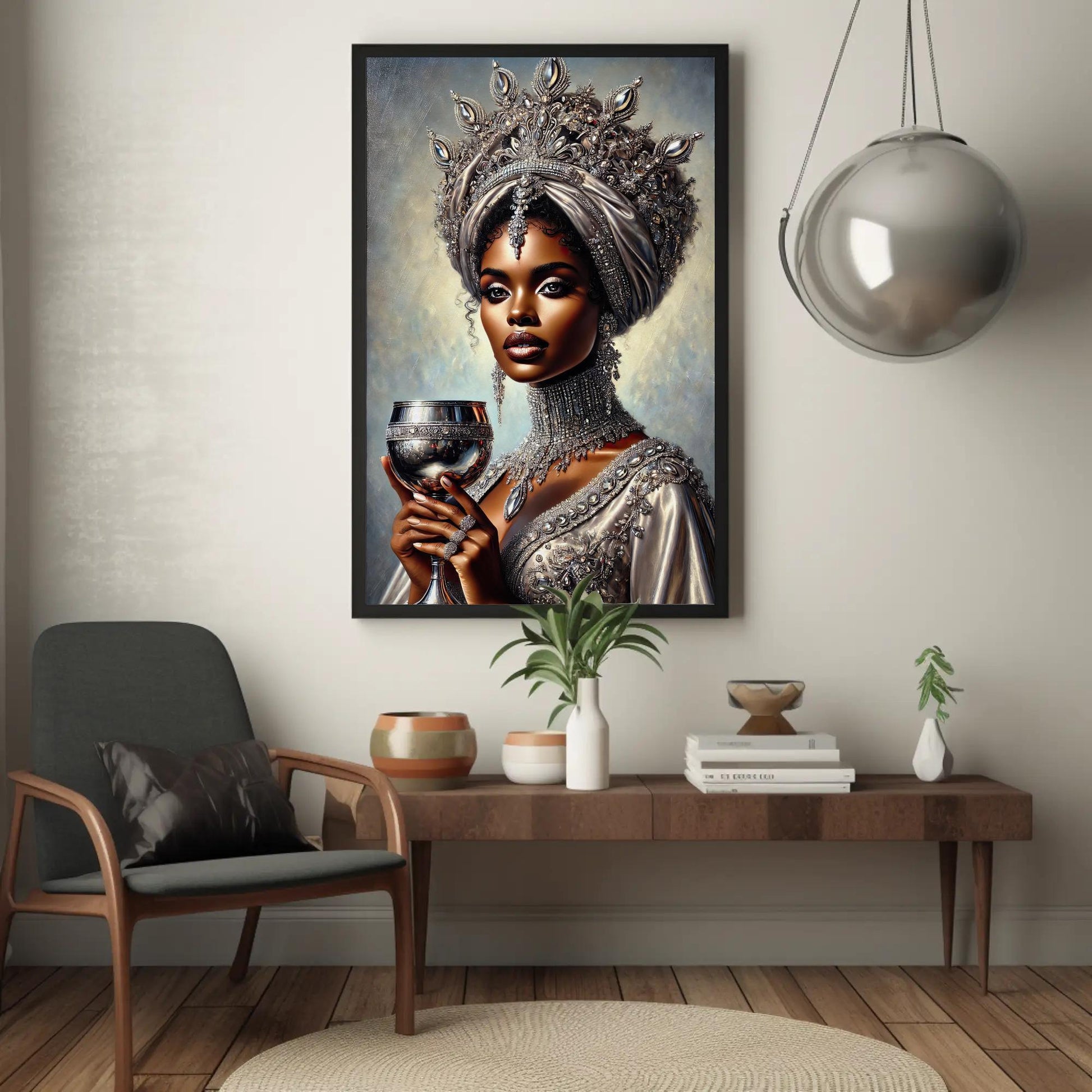 a painting of a woman holding a glass of wine