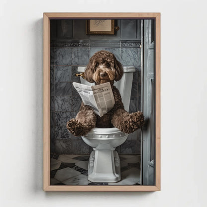 Chocolate Doodle Dog Canvas – Funny Toilet Humor Bathroom Wall Art Print - Antarmada