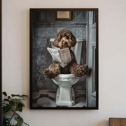 Chocolate Doodle Dog Canvas – Funny Toilet Humor Bathroom Wall Art Print - Antarmada