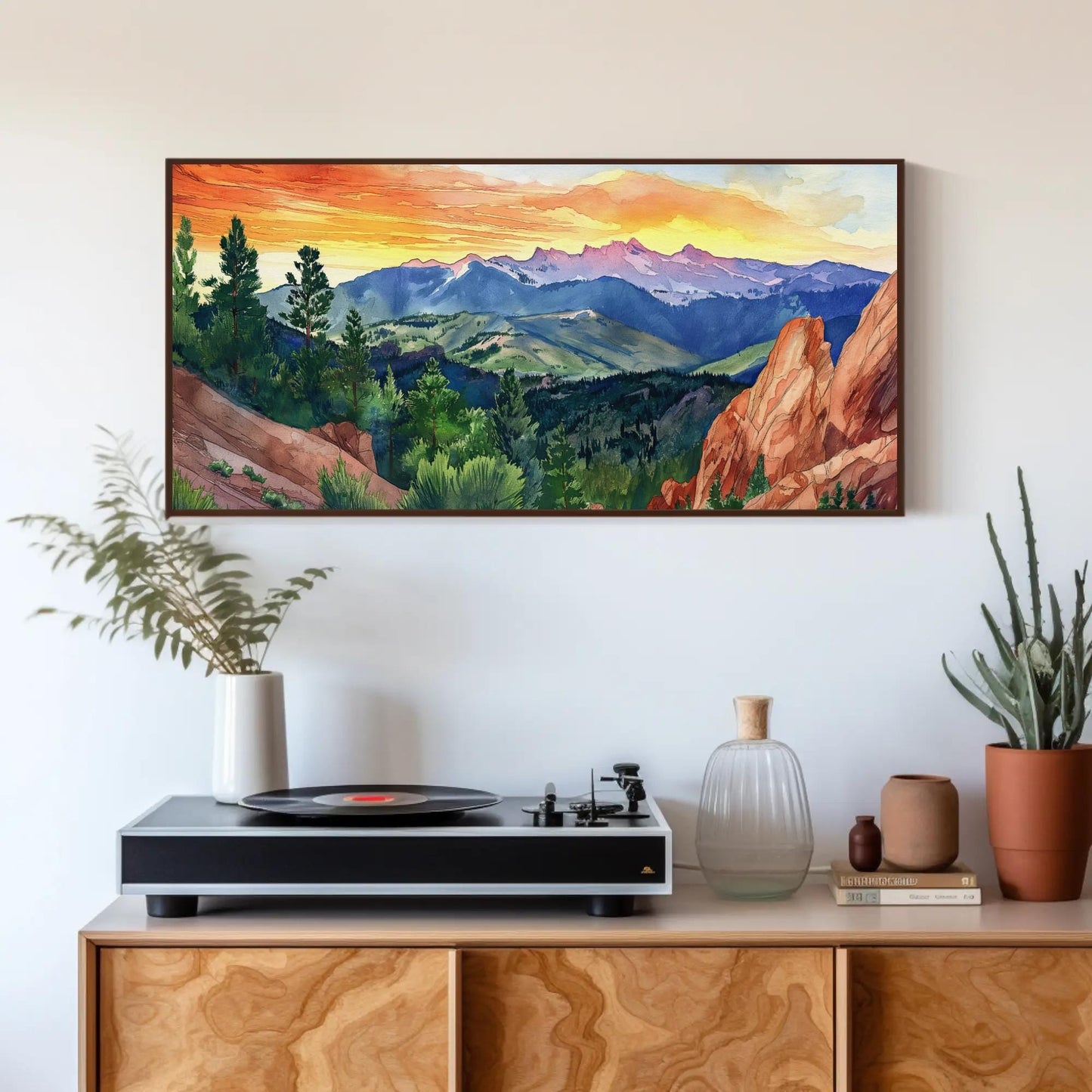 Colorado Springs Canvas Print – Watercolor Mountain Art Framed Landscape - Antarmada