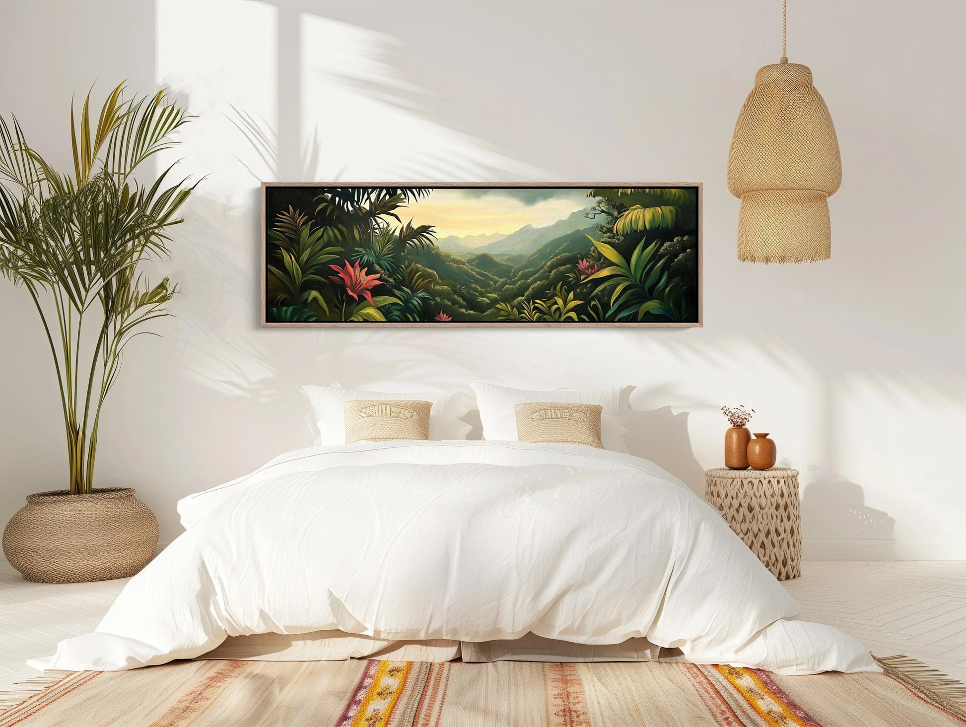 Costa Rica Jungle , Extra Large Tropical canvas wall art shown in a styled room (view 6)