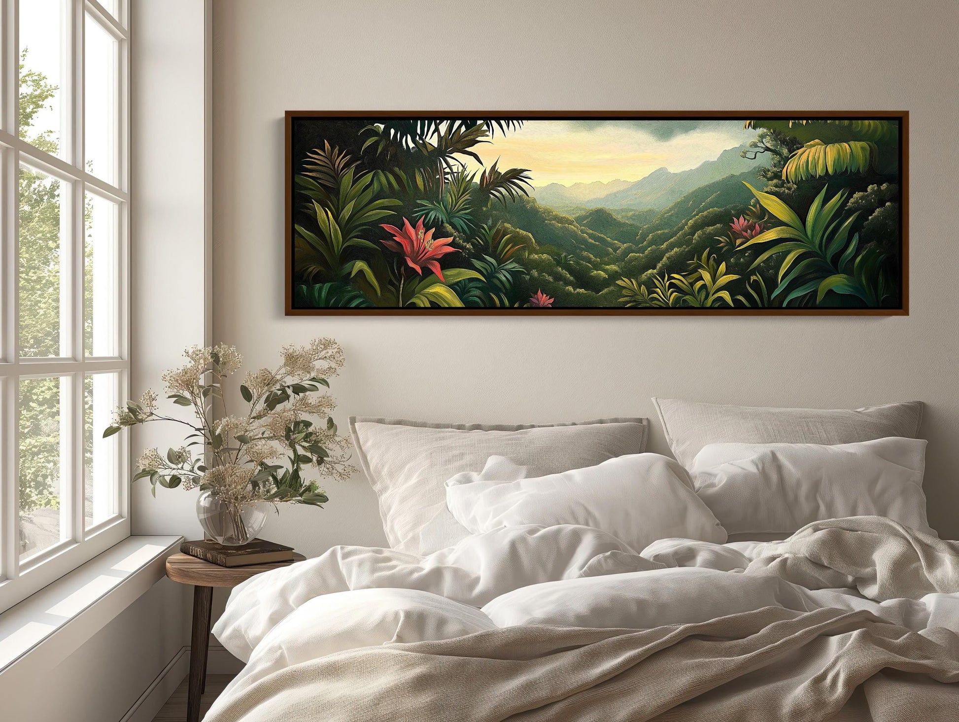 Costa Rica Jungle , Extra Large Tropical canvas wall art shown in a styled room (view 4)