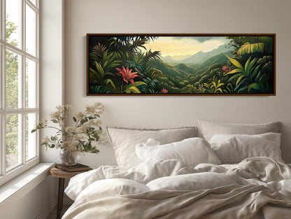 Costa Rica Jungle , Extra Large Tropical canvas wall art shown in a styled room (view 4)