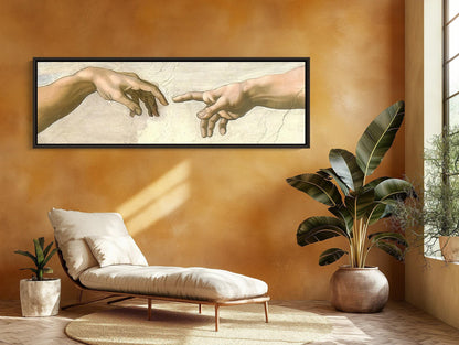 Creation of Adam Canvas | Michelangelo Art Print - Panoramic Wall Art Decor - Antarmada