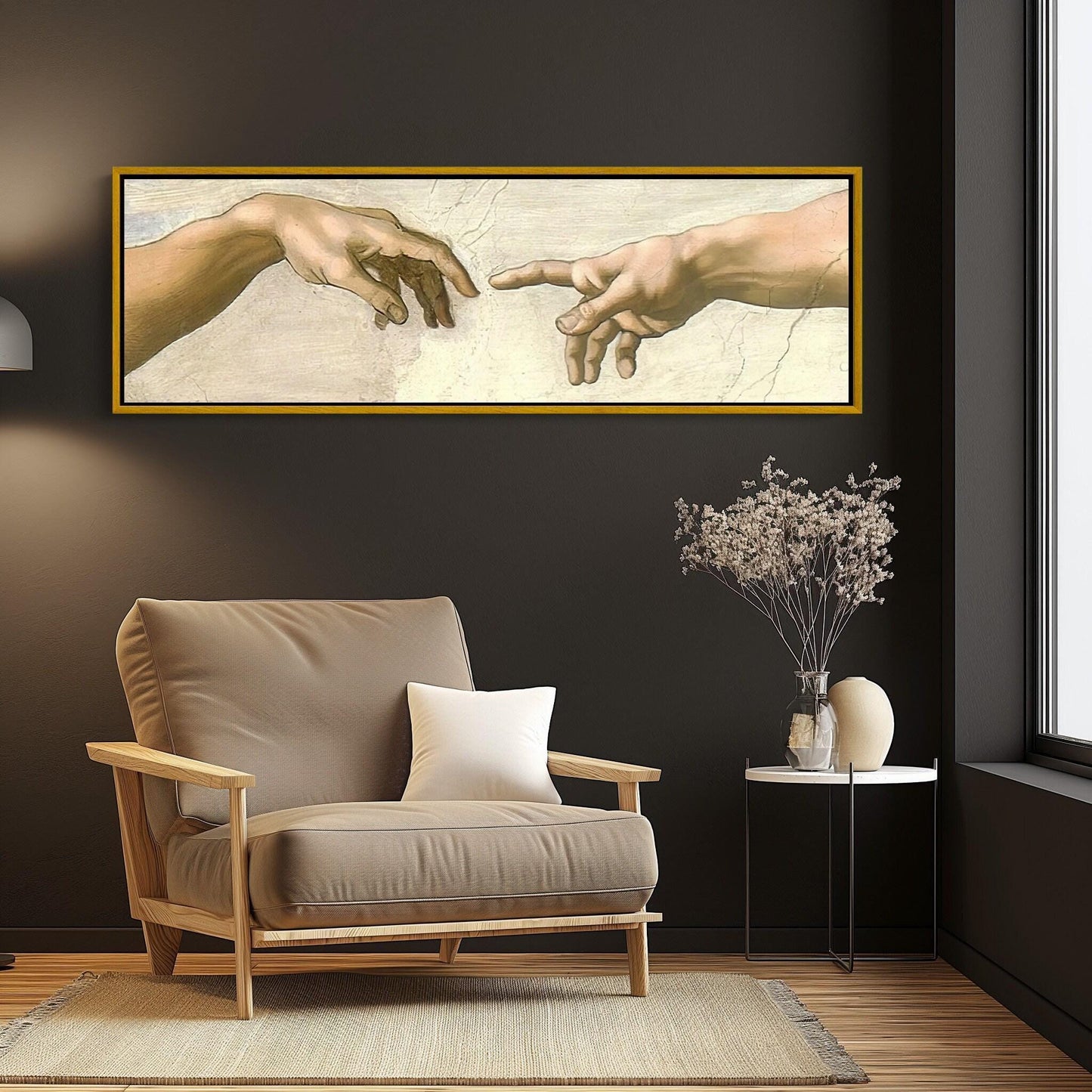 Creation of Adam Canvas | Michelangelo Art Print - Panoramic Wall Art Decor - Antarmada