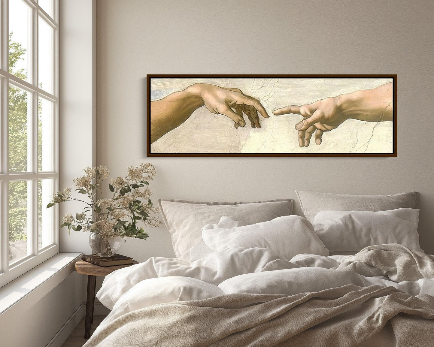 Creation of Adam Canvas | Michelangelo Art Print - Panoramic Wall Art Decor - Antarmada