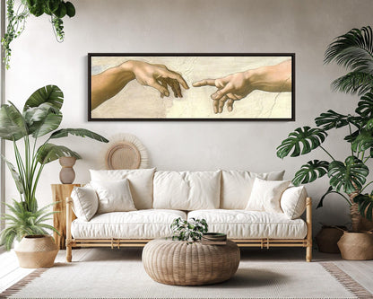 Creation of Adam Canvas | Michelangelo Art Print - Panoramic Wall Art Decor - Antarmada