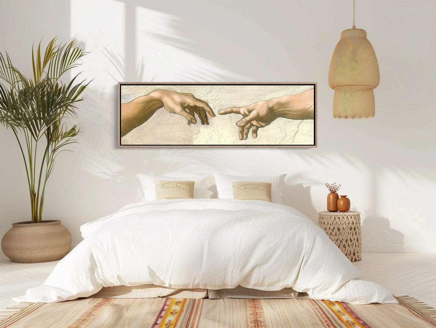 Creation of Adam Canvas | Michelangelo Art Print - Panoramic Wall Art Decor - Antarmada