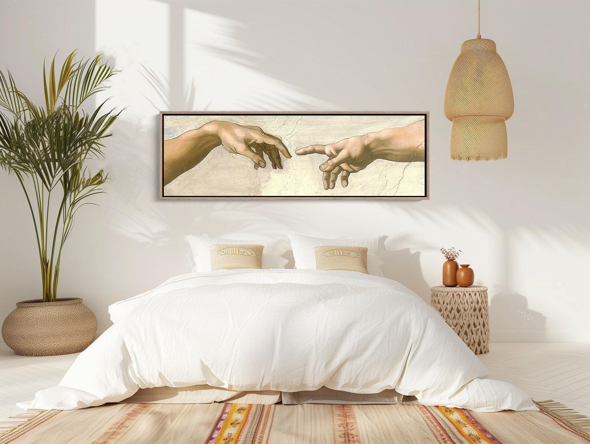 Creation of Adam Canvas | Michelangelo Art Print - Panoramic Wall Art Decor - Antarmada