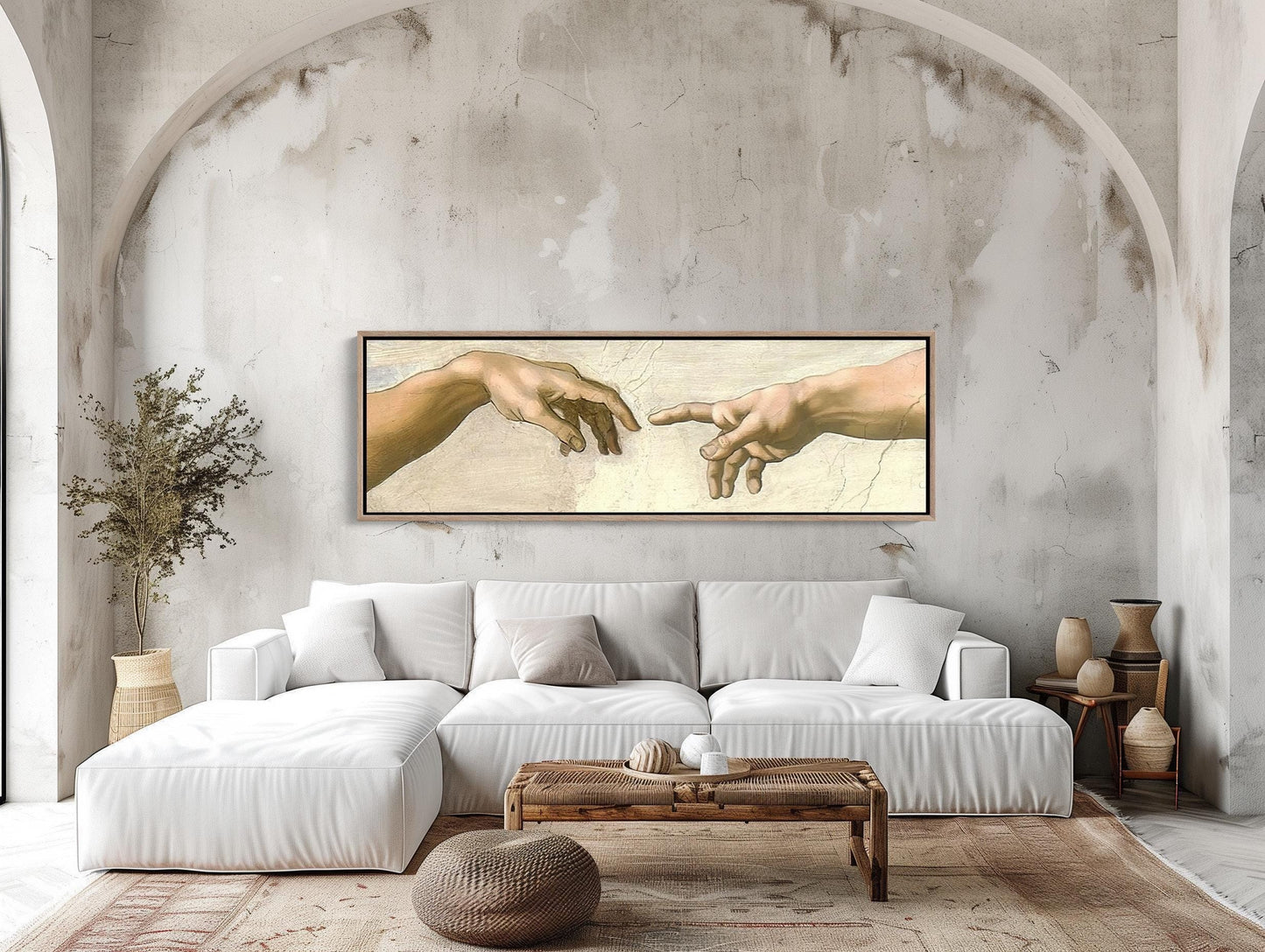 Creation of Adam Canvas | Michelangelo Art Print - Panoramic Wall Art Decor - Antarmada