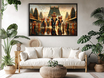 Indian Temple , South India Festival canvas print, premium giclée wall art