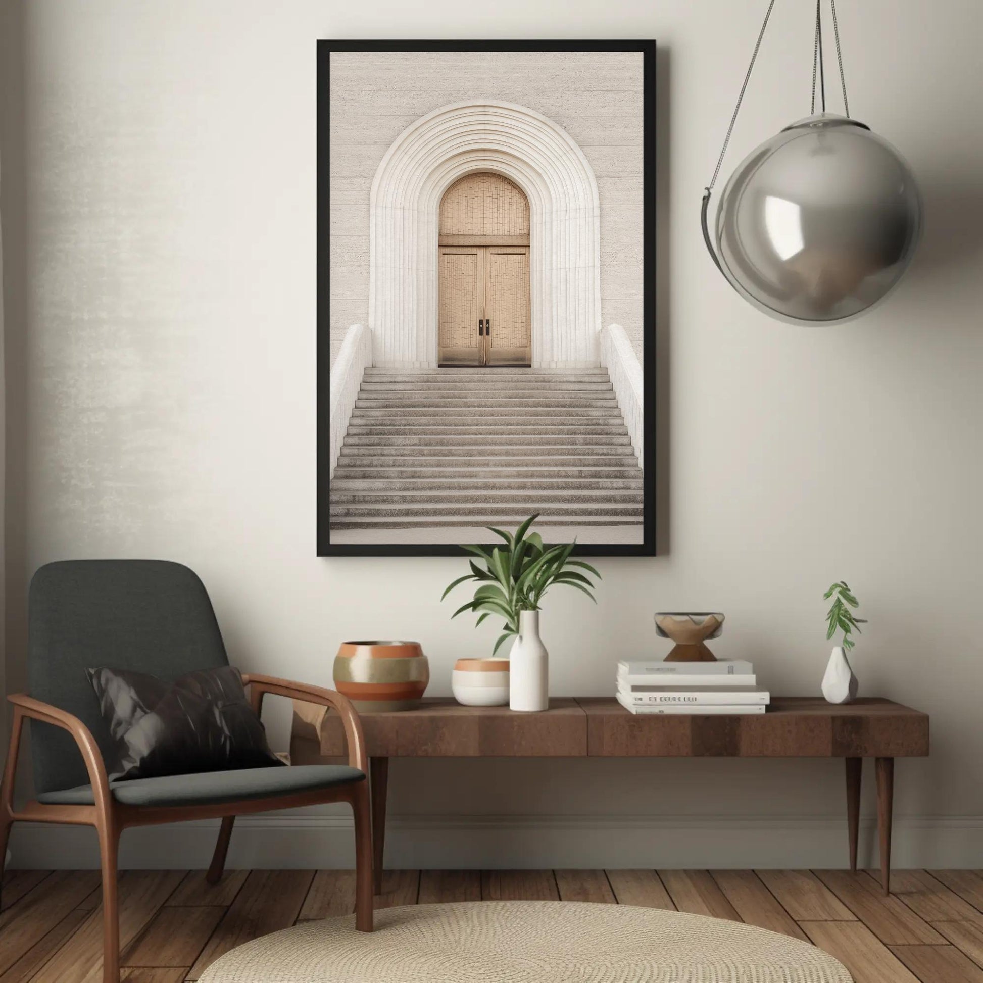 Minimalist Door canvas wall art shown in a styled interior