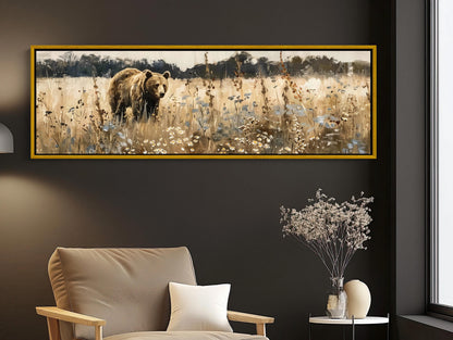Brown Bear canvas wall art shown in a styled room