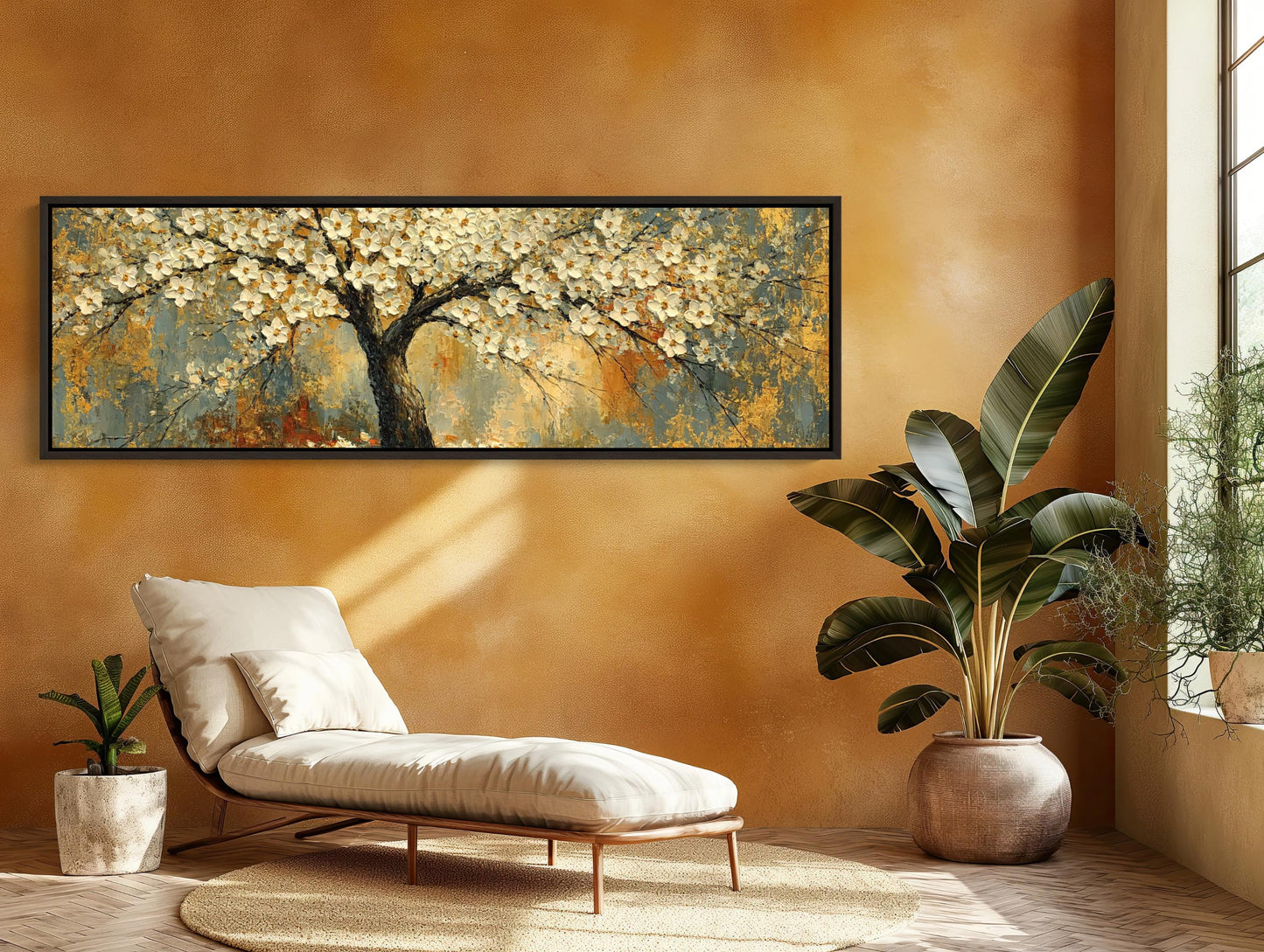 White Blossom Tree canvas wall art shown in a living room (view 4)