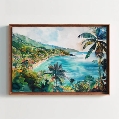 Watercolor Canvas Print, Trinidad Tobago Art, Framed Tropical Wall Art