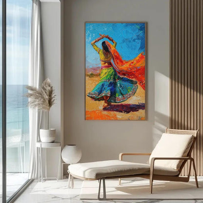 Indian Folk Dance Painting traditional canvas wall art for the home (view 2)