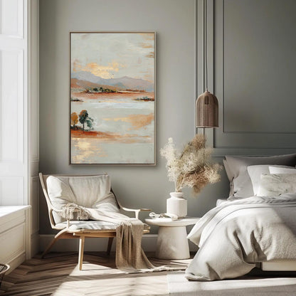 Gold Leaf canvas wall art shown in a bedroom