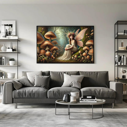 Forest Fairy canvas wall art shown in a living room