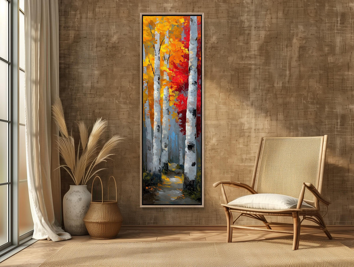 a room with a chair and a painting on the wall
