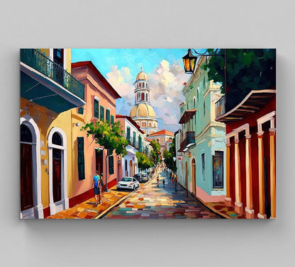 Old San Juan Canvas Print, Puerto Rico Colonial Wall Art