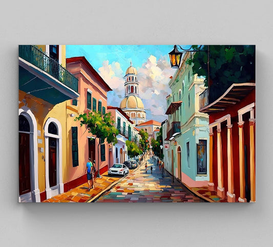 Old San Juan Canvas Print, Puerto Rico Colonial Wall Art