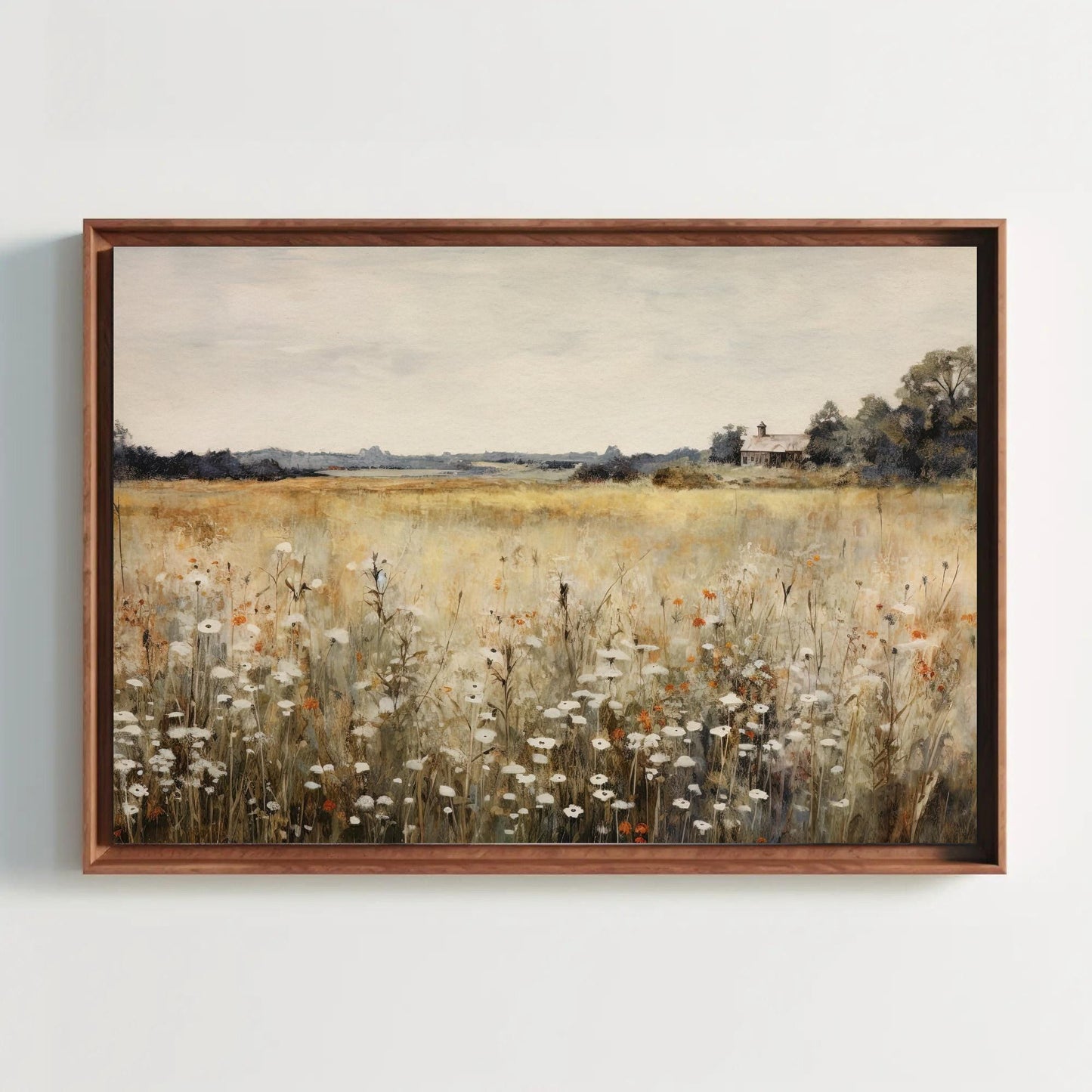 Rustic Wildflowers , Vintage Botanical farmhouse canvas wall art, ready to hang