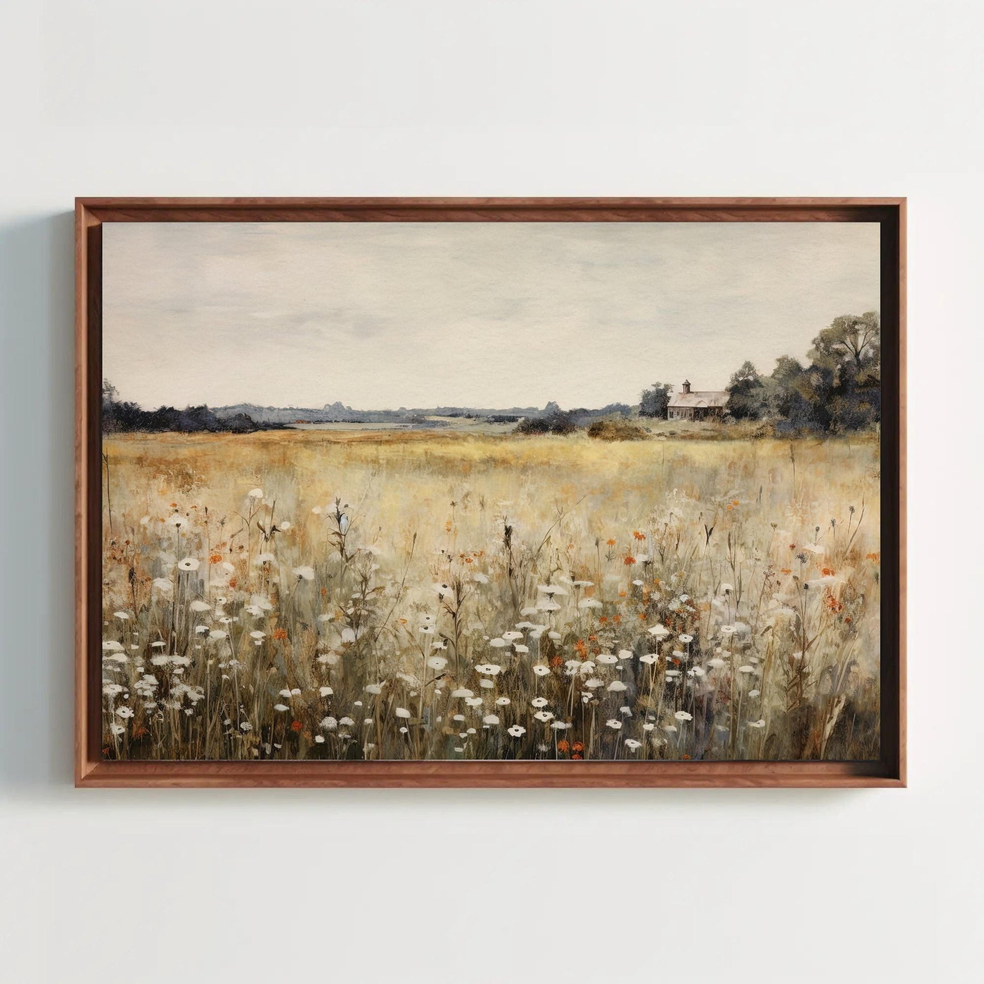 Rustic Wildflowers , Vintage Botanical farmhouse canvas wall art, ready to hang
