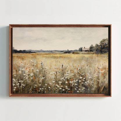 Rustic Wildflowers , Vintage Botanical farmhouse canvas wall art, ready to hang