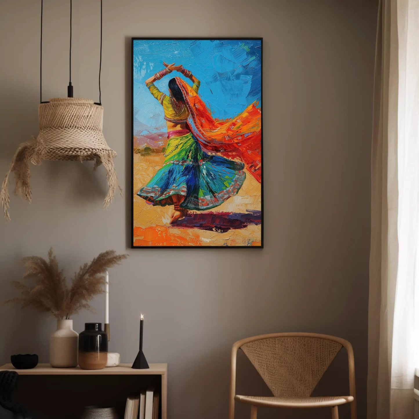 Indian Folk Dance Painting canvas wall art, statement décor