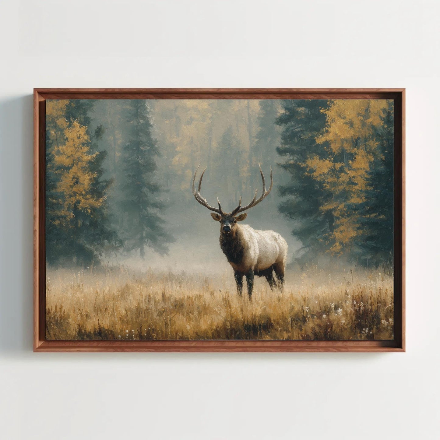 Majestic Elk Canvas Print, Rustic Cabin Wall Art, Bull Elk Artwork