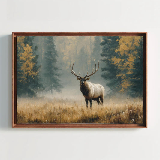 a painting of a bull standing in a field