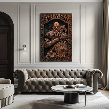 Viking Warrior canvas wall art shown in a living room (view 2)