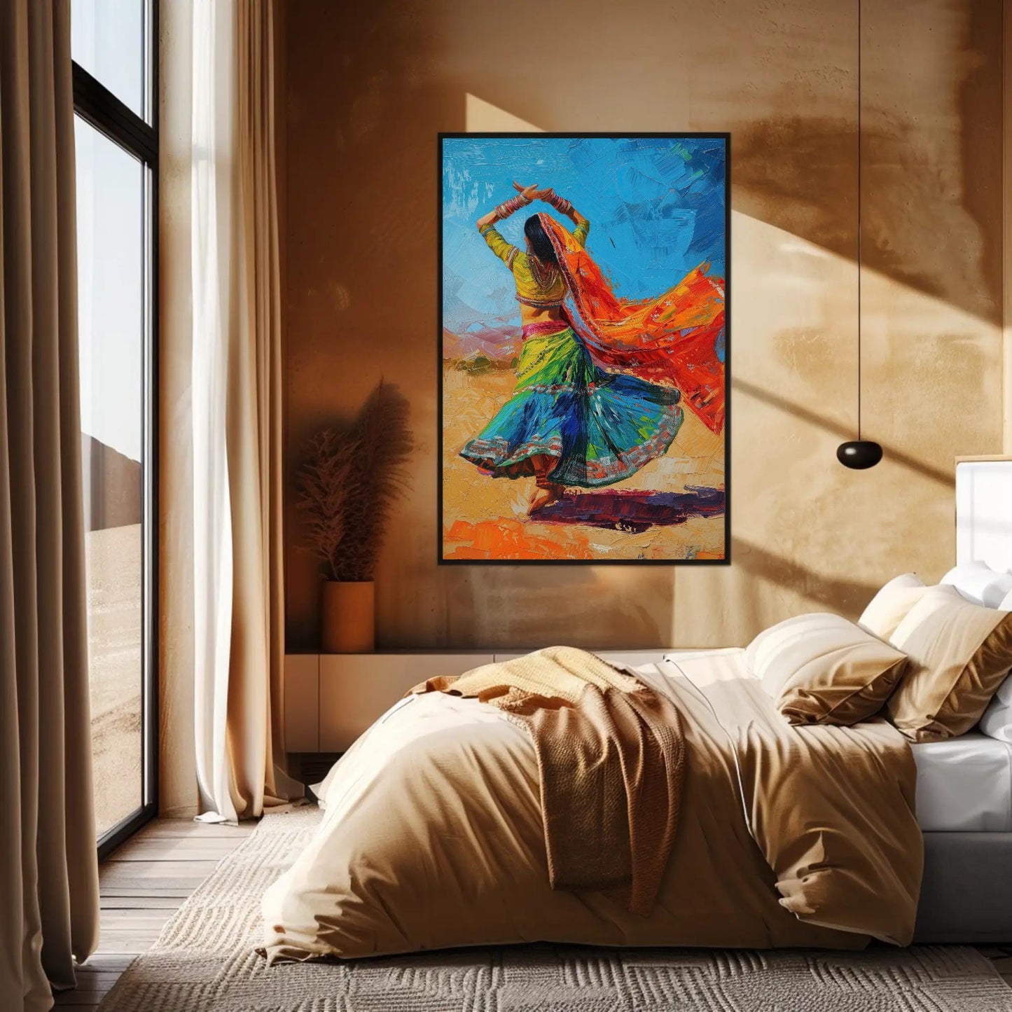Indian Folk Dance Painting traditional canvas wall art, ready to hang (view 3)