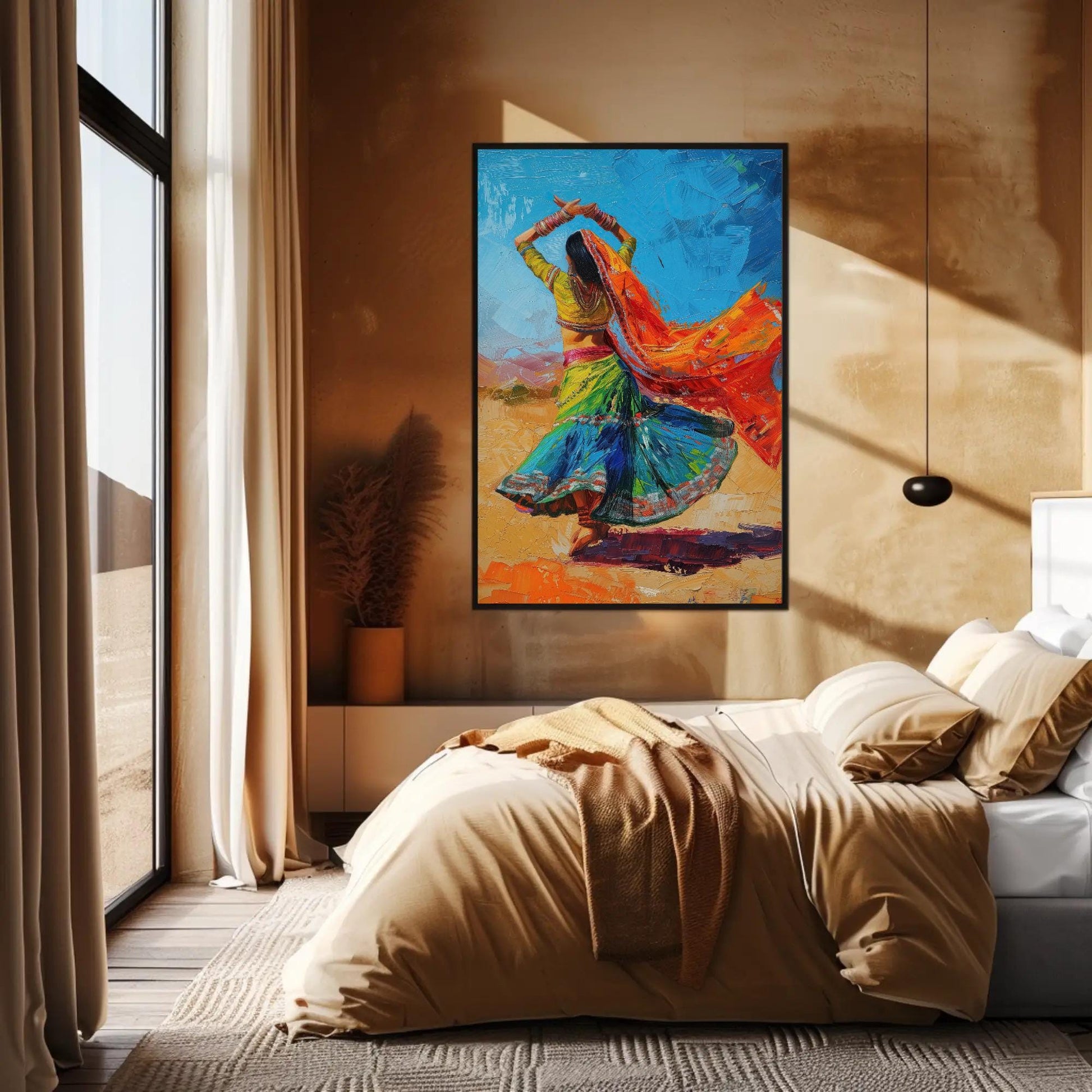 Indian Folk Dance Painting traditional canvas wall art, ready to hang (view 3)