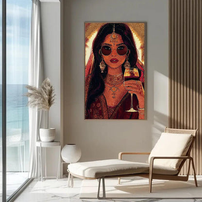 Modern Indian Woman Art canvas wall art shown in a styled room (view 3)