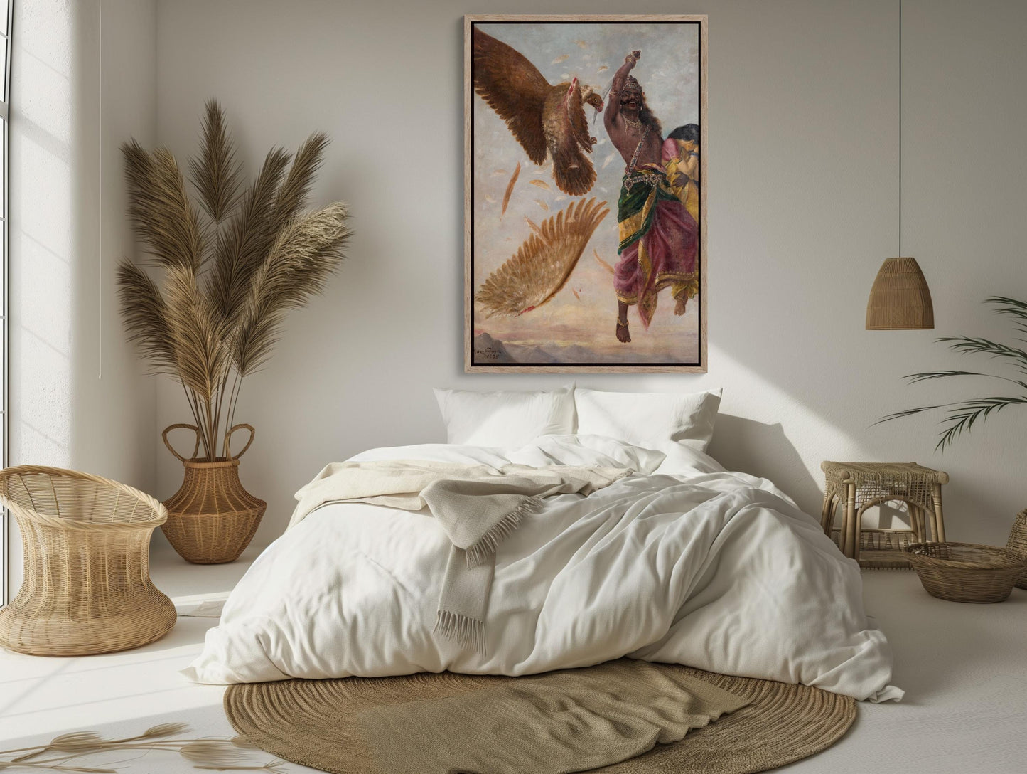 Raja Ravi Varma canvas wall art in gold tones