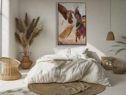 Raja Ravi Varma canvas wall art in gold tones