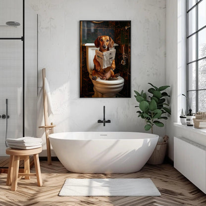 Dachshund Dog Canvas Print - Funny Bathroom Art | Toilet Humor Artwork Gift - Antarmada