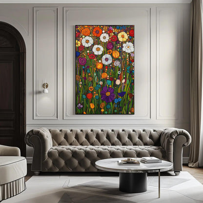 Klimt Floral canvas wall art shown in a living room (view 2)