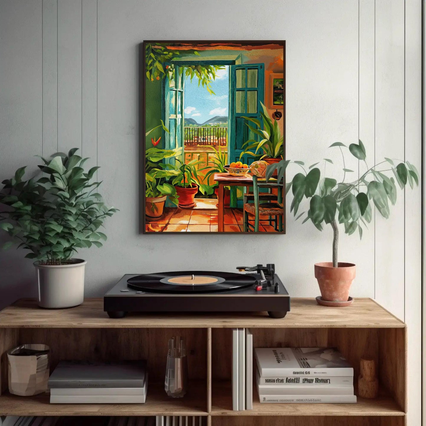 Puerto Rican Kitchen , Caribbean Cocina canvas wall art shown in a styled room